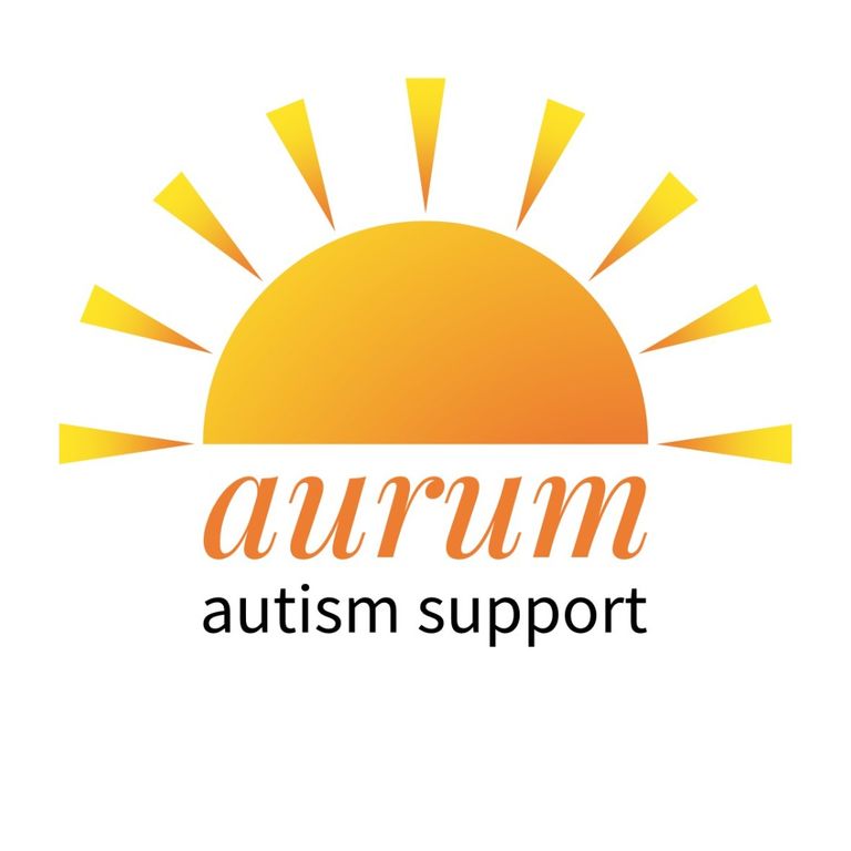 Aurum logo with sunrise image and text saying Aurum Autism Support